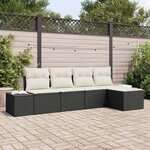 vidaXL Ensemble de canapé de jardin 5 Pièces Noir Poly rotin