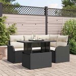 vidaXL Ensemble de canapé de jardin avec coussin 5 Pièces Noir Poly rotin