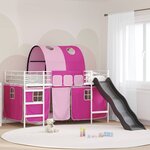 vidaXL Lit mezzanine pour enfants Blanc et rose 99 5 x 200 cm Métал
