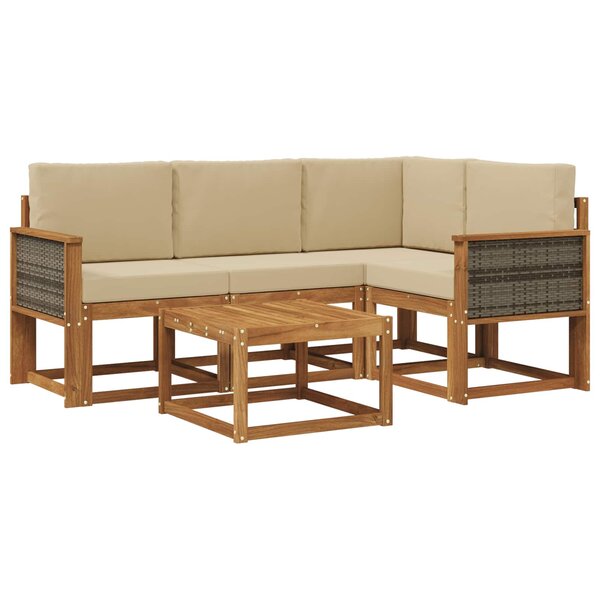vidaXL Ensemble de canapés d'extérieur 5 Pièces Naturel et Beige