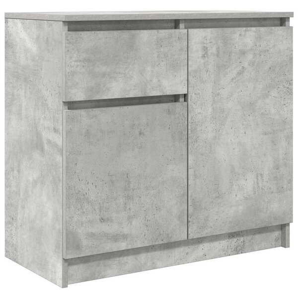 vidaXL Buffet avec tiroir gris béton 71x35x65 cm bois d'ingénierie