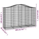 vidaXL Paniers à gabions arqués 2 Pièces 200x50x120/140 cm Fer galvanisé