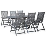 vidaXL Ensemble à manger d'extérieur 7 Pièces Bois d'acacia solide Gris