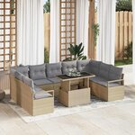 vidaXL Ensemble de canapé de jardin 10 Pièces Beige Poly rotin