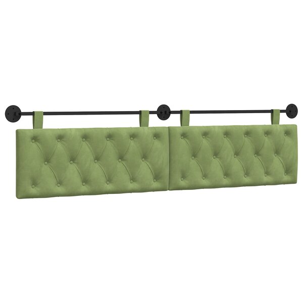 vidaXL Tête de lit suspendue Avec lumière LED Vert clair Velours