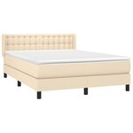 vidaXL Sommier à lattes de lit avec matelas Crème 140x190 cm Tissu