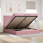 vidaXL Cadre de lit ottoman avec matelas rose 160x200 cm velours