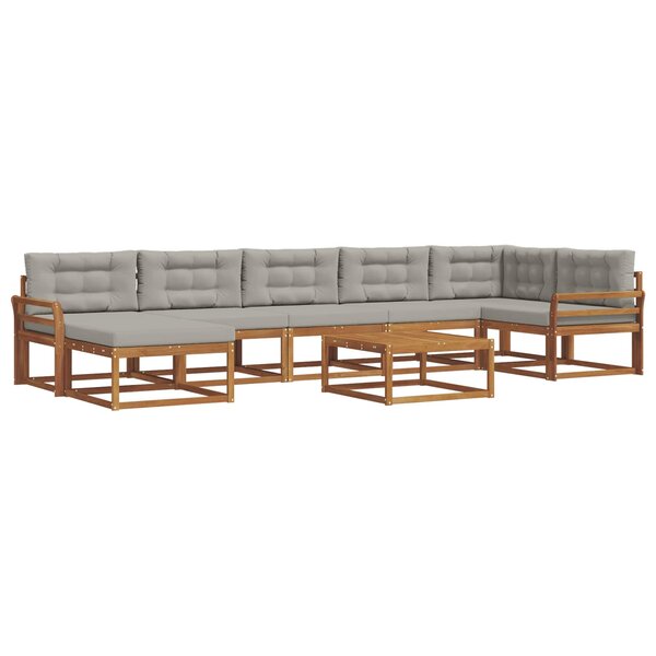 vidaXL Ensemble de canapés d'extérieur 8 Pièces Gris Naturel et Clair