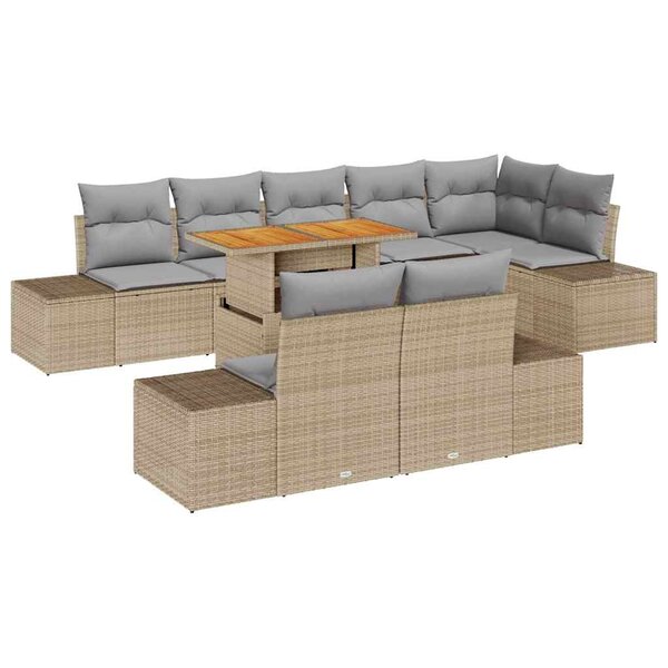 vidaXL Ensemble de salle à manger pour jardin 9 Pièces Beige  Gris