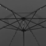 vidaXL Parasol de jardin avec lumières LED et mât en métal anthracite