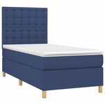 vidaXL Sommier à lattes de lit et matelas et LED Bleu 90x190 cm Tissu