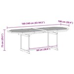vidaXL Table à dîner de jardin (160-240)x100x75cm Bois d'acacia massif