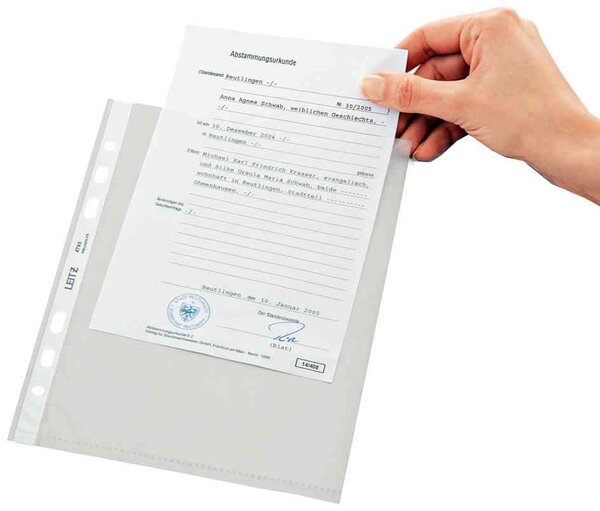 Boite de 100 pochettes perforées A4 PP 0 08 mm Lisse LEITZ