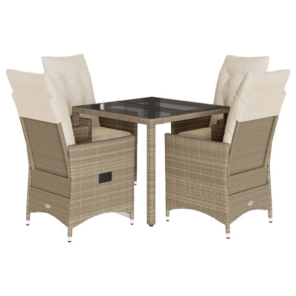 vidaXL Ensemble à manger de jardin avec coussins 5Pièces Beige poly rotin