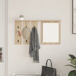 vidaXL Porte-manteau mural avec étagère Montage mural avec miroir Chêne sonoma 85 x 10 x 45 cm