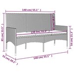 vidaXL Banc de jardin à 3 places avec coussins Marron Résine tressée