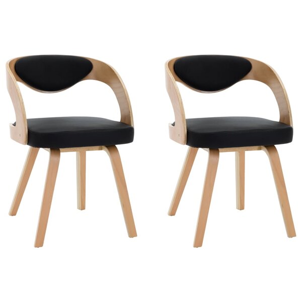 vidaXL Chaises à manger lot de 2 noir bois courbé et similicuir