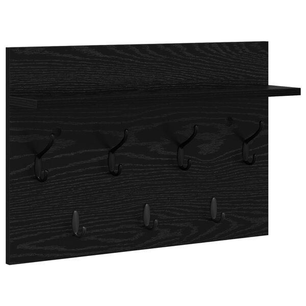 vidaXL Porte-manteau mural avec étagère Montage mural avec stockage Chêne noir 60 x 40 x 12 cm