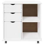vidaXL Cabinet roulant Blanc 63 5 x 39 x 65 5 cm Bois de Pin Massif