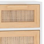 vidaXL Buffet Blanc 60x30x75 cm Bois de pin massif et rotin naturel