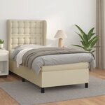 vidaXL Lit à sommier tapissier avec matelas Crème 90x200 cm Similicuir