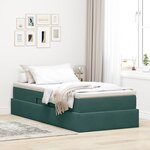 vidaXL Lit avec rangement et matelas Vert foncé 90 x 190 cm Velours
