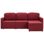 vidaXL Canapé-lit modulaire 3 places Rouge bordeaux Tissu