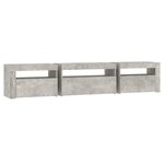 vidaXL Meuble TV avec lumières LED Gris béton 195x35x40 cm