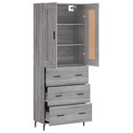 vidaXL Buffet haut Sonoma gris 69 5x34x180 cm Bois d'ingénierie
