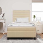 vidaXL Lit à ressorts avec matelas avec LED Crème 120 x 190 cm tissu