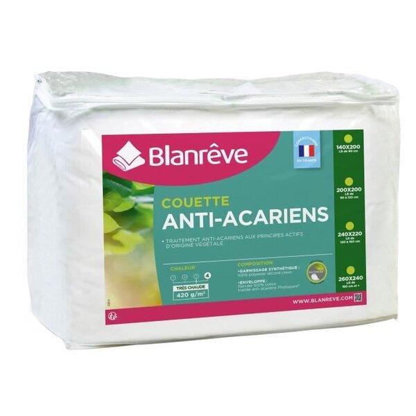 Couette tres chaude Percale - Anti-acariens- 220 x 240 cm