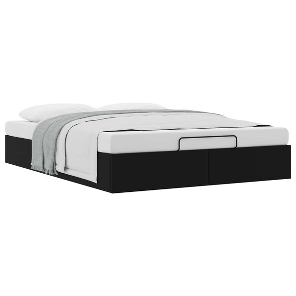 vidaXL Cadre de lit ottoman Noir Lit double classique Simili cuir