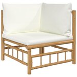 vidaXL Salon de jardin 7 Pièces avec coussins blanc crème bambou