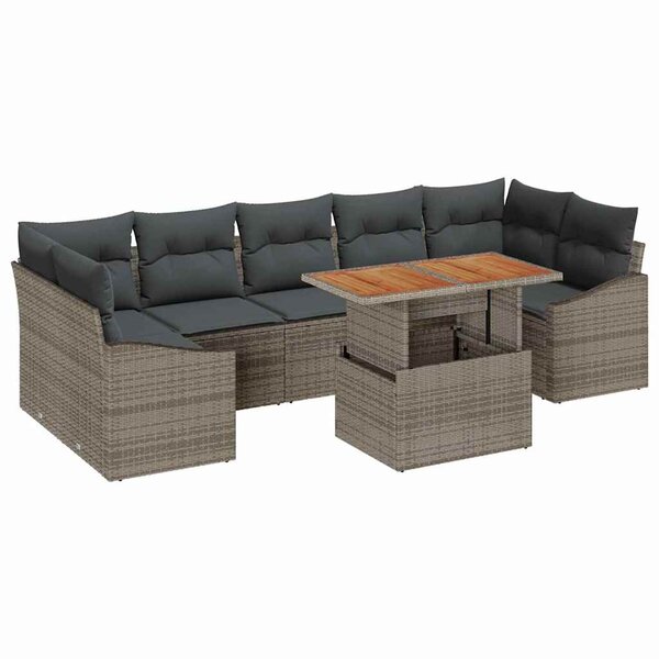 vidaXL Ensemble de salle à manger pour jardin 8 Pièces Gris et marron