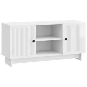 vidaXL Meuble TV 102 x 34 5 x 50 cm Blanc brillant Bois d'ingénierie