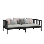 vidaXL Lit Noir Bois de pin massif 90x200 cm