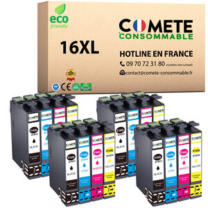16XL - 16 cartouches compatibles pour Epson 16 XL - COMETE