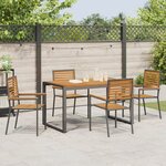 Ensemble de salle à manger de jardin 5 pièces vidaXL en poly rotin noir et acacia