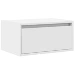 vidaXL Table de chevet murale avec lumières LED blanc