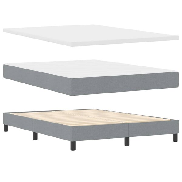 vidaXL Lit boxspring avec matelas Gris clair 140 x 190 cm tissu