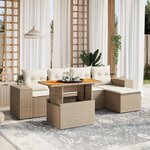 vidaXL Salon de jardin avec coussins 6 Pièces beige résine tressée