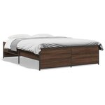 vidaXL Cadre de lit chêne marron 120x190 cm bois d'ingénierie et métal