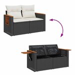 vidaXL Salon de jardin 6 Pièces avec coussins noir résine tressée acacia