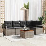 vidaXL Ensemble de canapé de jardin avec coussin 6 Pièces Gris Poly rotin