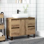 vidaXL Armoire de lavabo de salle de bain chêne artisanal 65x33x60 cm