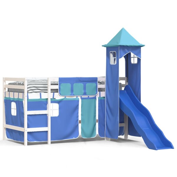 vidaXL Lit mezzanine enfants avec tour sans matelas bleu 80x200 cm