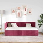 vidaXL Cadre de lit d'angle Rouge bordeaux 90 x 190 cm Velours