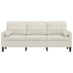 vidaXL Canapé 3 places avec oreillers décoratifs crème 180 cm velours