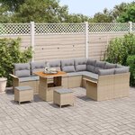 vidaXL Ensemble de canapé de jardin 12 Pièces Beige polyrotin