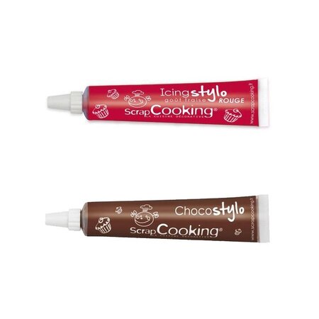 Stylo chocolat + Stylo glaçage rouge goût fraise